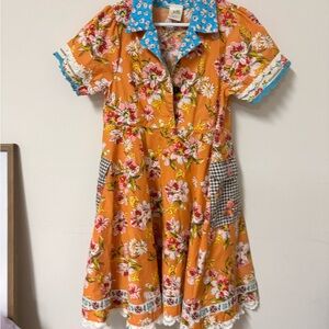 Wildflowers Vibrant Blue and Orange Floral Dress